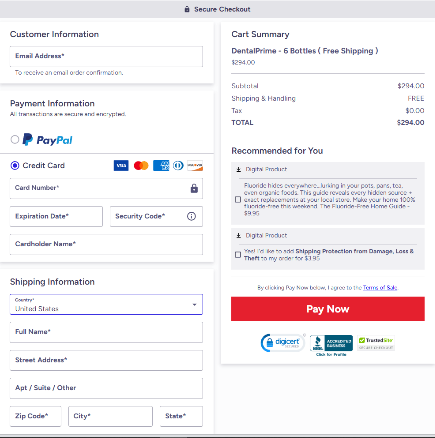 DentalPrime Secure Checkout Preview